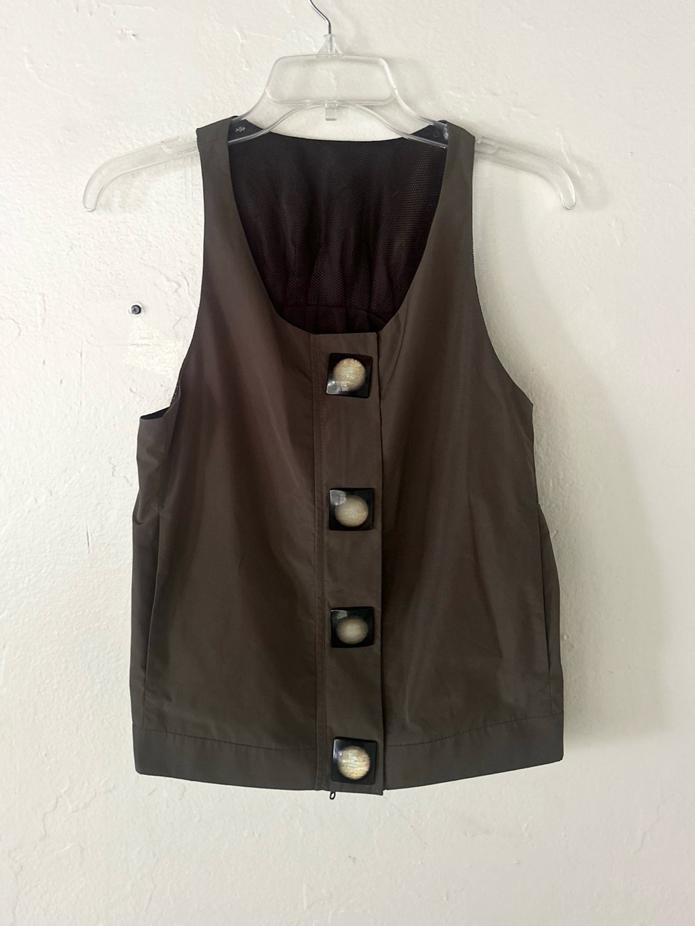 Emporio Armani Olive Green Silk Pleated Back Vest